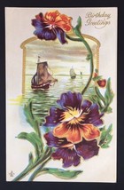 Antique Happy Birthday Greetings Embossed Greeting Card LSC 1910 Posted 1912 - £8.97 GBP