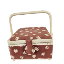 Sewing Box Fabric Covered Square Surprise Contents - £17.86 GBP