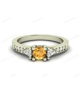 Citrine And Diamond Stone 925 Sterling Silver Handmade Modern Women Ring... - $78.59 CAD