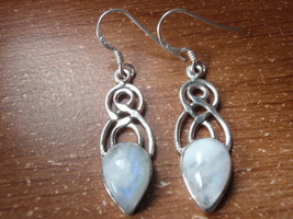 Blue Moonstone Infinity Teardrop 925 Sterling Silver Dangle Earrings u420u - £12.22 GBP