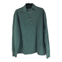 J. Crew Factory Authentic Fleece Mockneck Pullover For Men 1/4 Button Green L - £11.61 GBP
