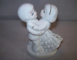 Vintage Figurine GOT Boy &amp; Girl Dancing White &amp; Gold Accents Made in Chi... - $12.00
