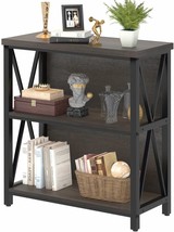 Fatorri Rustic Short 2 Shelf Bookshelf, Industrial Low Wood, Walnut Brown - $163.99