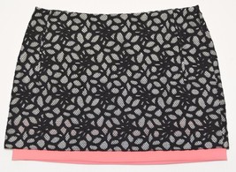 Diane Von Furstenberg Black/Pink Elley Mini Shadow Dot Lace Skirt Size 8 - £75.14 GBP