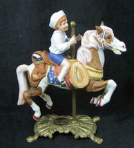 VTG  American Carousel Horse Pinto with Boy Rider Tobin Fraley Figurine 8213 - £24.40 GBP