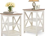 End Table Living Room Set Of 2 - Side Table For Small Spaces Farmhouse B... - $240.99