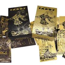 Black &amp; Gold Foil Tarot Deck | Rider-Waite-Smith Remastered Cards For Be... - £32.28 GBP