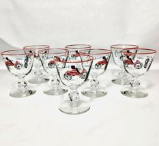 Set 8 Libbey Packard 1899 Stemmed Cordial Glasses 4" Vintage Automotive - $25.00