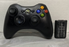 Xbox 360 Black Wireless Controller 1403 w/ Rechargable Battery Pack - Not Tested - £12.74 GBP