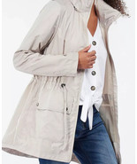 Barbour Women&#39;s Campion Showerproof Jacket Oyster Hidden Hooded Zip Size 6 - $166.15 CAD