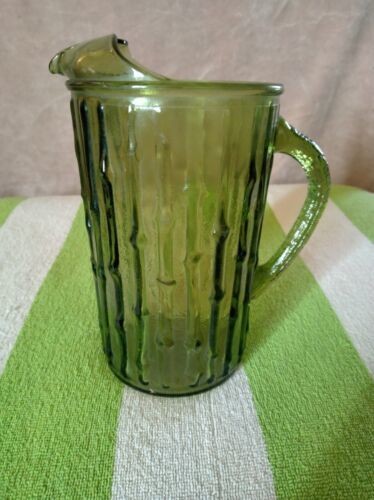 Primary image for Vintage Anchor Hocking Avocado Green Tahiti Bamboo Pitcher