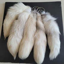 1 -Arctic Marble Fox Tail 100% Real Genuine Fur Keychain Charm Bag One Tail - £23.88 GBP