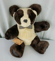 Vintage Real Rex Fur Panda Teddy Bear Cream Ivory Chocolate Brown Lark Lynn - £217.34 GBP