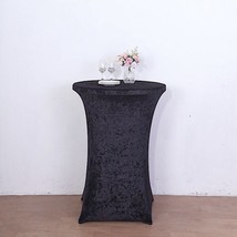 Black Fitted Cocktail Table Cover Crushed Velvet Tablecloth Party Decorations Gi - £26.18 GBP