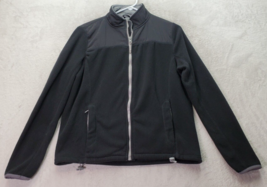 Prince &amp; Fox Jacket Womens Medium Black Fleece Long Sleeve Pockets Logo Full Zip - £15.57 GBP