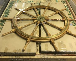 Rare Nautical 5ft Genuine Maritime Wood Brass Ships Wheel Captains Helm - £1,730.47 GBP