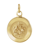 14K Yellow Gold Round Baptismal Pendant Medal - $326.81 CAD+
