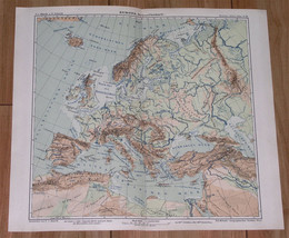 1901 Antique Physical Map Of Europe Mountains Rivers - £12.07 GBP