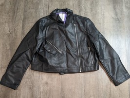 Collusion NWOT Women Size 14 Black Faux  Leather Zip Up Jacket BI - £20.31 GBP