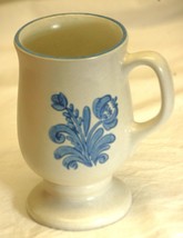 Yorktowne Pfaltzgraff Stoneware Pedestal Coffee Mug Footed Blue Floral USA - £13.15 GBP