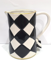 Checkered McKenzie Style Black Pitcher Home Decor NEW - $38.99