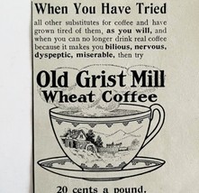 1906 Old Grist Mill Wheat Coffee Advertisement Ephemera 3.25 x 5&quot; - £3.97 GBP