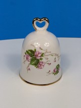 Heart pink Flowers Bell Porcelain 1984 Lefton 08030 Vintage - £5.47 GBP
