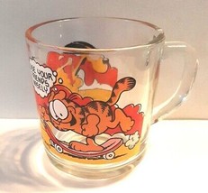 1978 Garfield Odie Anchor Hocking Clear Glass Coffee Mug Cup Jim Davis V... - $18.68