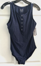 Baleaf Snap Button Up Swimsuit Women Size 36 UPF 50+ Navy Padded Push Up... - $18.65