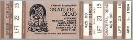 Grateful Dead Mail Away Untorn Ticket Stub April 1 1984 San Rafael Calif... - £50.63 GBP