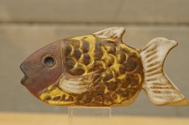 Vintage Art Pottery TREMAR UK Tropical Fish Figurine Yellow Brown Stoneware - £13.44 GBP
