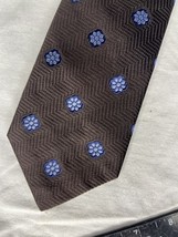 Joseph Abboud Collection Tie Brown Blue Flowers 100% Silk USA Made - $10.00