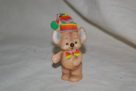 Rainbow Bear Porcelain Figurine with Rainbow Hat and Bow Tie - $4.50