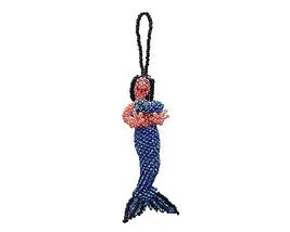 Beaded Mermaid Hanging Siren Figurine Ornament Czech Glass Seed Bead Dangling De - £15.48 GBP