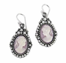 Sterling Silver &quot;Louisa&quot; Resin Cameo Pearlized Beads Frame Earrings, Lavender - £39.95 GBP