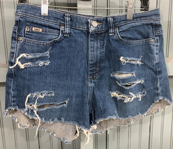 Lee Jeans Distressed Blue Jean Short Shorts Booty Size 8 Long  - $11.82