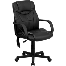 Mid-Back Ergonomic Massaging Black LeatherSoft Executive Swivel Office - £189.97 GBP