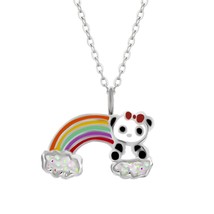 Panda Rainbow and Clouds Necklace 925 Sterling Silver - £14.70 GBP