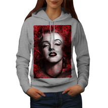 Wellcoda Marilyn Deep Red Lips Womens Hoodie, Female Casual Hooded Sweatshirt - £29.52 GBP