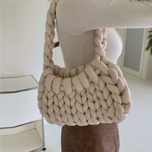 Casual Crochet Women Shoulder Bags Lady Handbags Handmade Woven Cute Small Tote  - £43.69 GBP