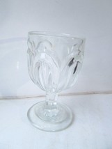 Vintage Art Deco Clear Glass Leaf Pattern Goblet Glass - £20.00 GBP