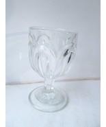 Vintage Art Deco Clear Glass Leaf Pattern Goblet Glass - £20.08 GBP