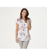 H by Halston Women&#39;s Top 2XL Printed Jet Set Jersey Button Front Stone - $13.02 CAD