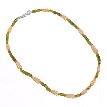 Natural Peridot Carnelian Aventurine Gemstone Smooth Beads Necklace 17&quot; UB-6631 - £7.84 GBP