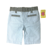 Vintage 90s Girls Seersucker Striped Shorts Size 5 Blue Cotton Elastic W... - £12.17 GBP