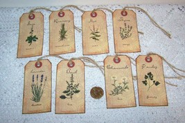 8 Pcs Primitive Gardening Herbs Gift Vintage Linen Hang Tags #MNSD - £11.81 GBP