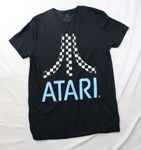 Retro Atari Black T-Shirt Medium Mens 100% Cotton Checkered Logo Graphic... - $11.40