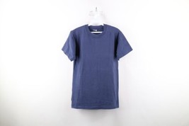 Vintage 90s Streetwear Mens Medium Faded Blank Cotton T-Shirt Navy Blue USA - £27.57 GBP