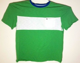 Tommy Hilfiger 100% Cotton Textured Men&#39;s T Shirt Green White Blue Crew ... - $7.97