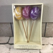 Pier 1 Imports Citronella Candy Stick Lollipops Candle Set Of 3 New  - £9.46 GBP